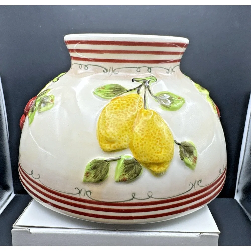Home Interiors Jar Candle Capper Shade Topper Fruit Lemons‎ and Cherries